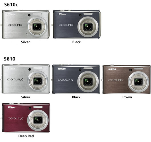 Nikon Coolpix S610 and S610c colors